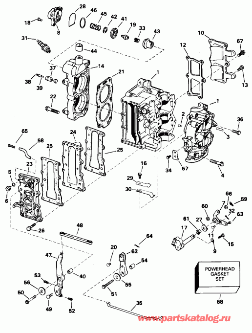 �������� ����� EVINRUDE BE10EEDD 1996  - linder & ������ ��������� / linder & Crankcase