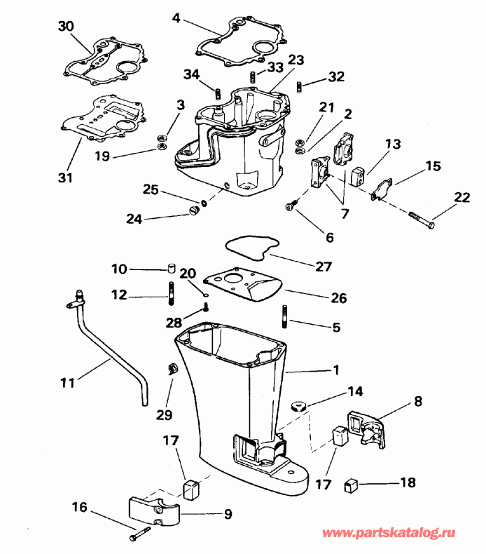 ��������� ����� EVINRUDE BE10FAEDC 1996  - haust Housing / haust ������