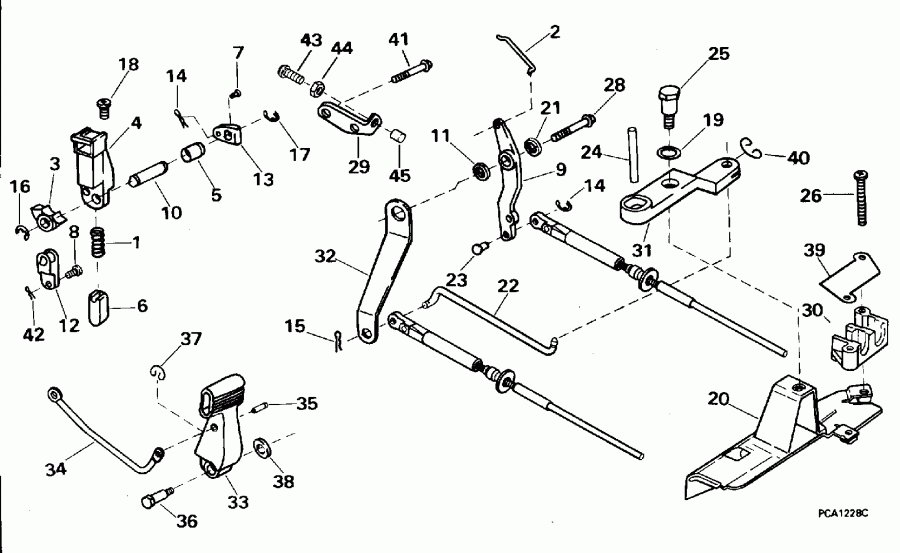 �������� ��������� ����� EVINRUDE BE10FAEDC 1996  - ift & Throttle Linkage