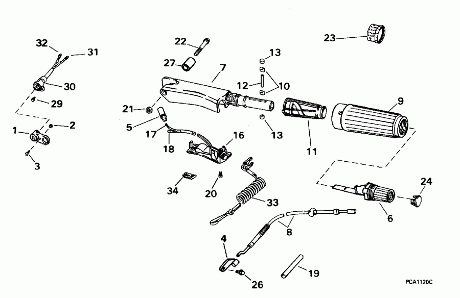  Evinrude BE10FWLEDC 1996  - ee������ & ������������� Handle / eering & Shift Handle