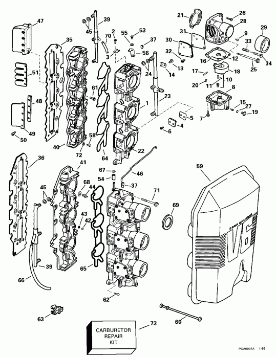 ��������� �������� ����� EVINRUDE BE150ELEDB 1996  - 150 H.p. / 150 H.p.