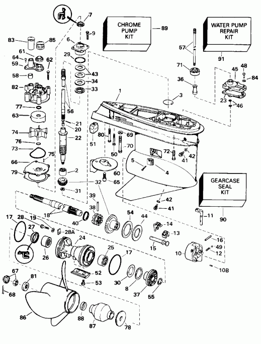 �������� ��������� ����� Evinrude BE150NXEDB 1996  - Std. Rotation - 20