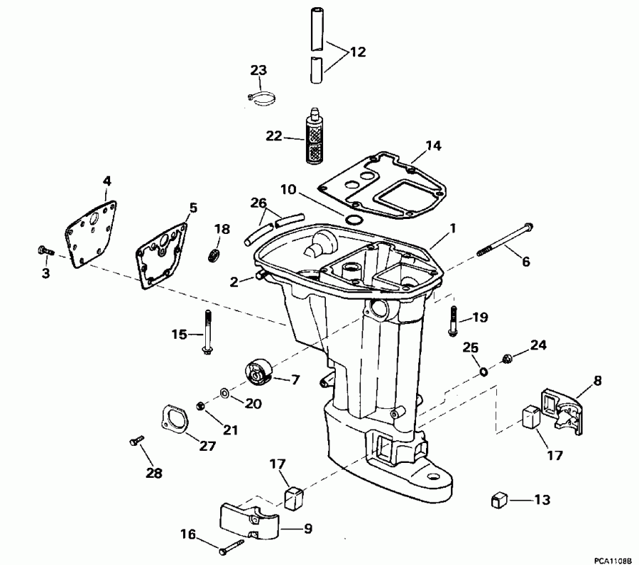  Evinrude BE15FAEDR 1996  - haust Housing / haust 