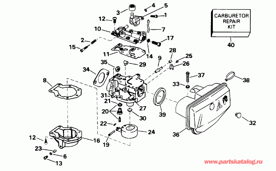 ��������� �������� ����� Evinrude BE15RLEDS 1996  - rburetor / rburetor