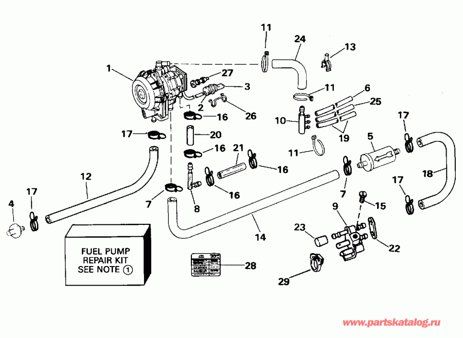 ��������� �������� ����� Evinrude BE175EXEDB 1996  - wer Trim / tilt Hydraulic Assembly