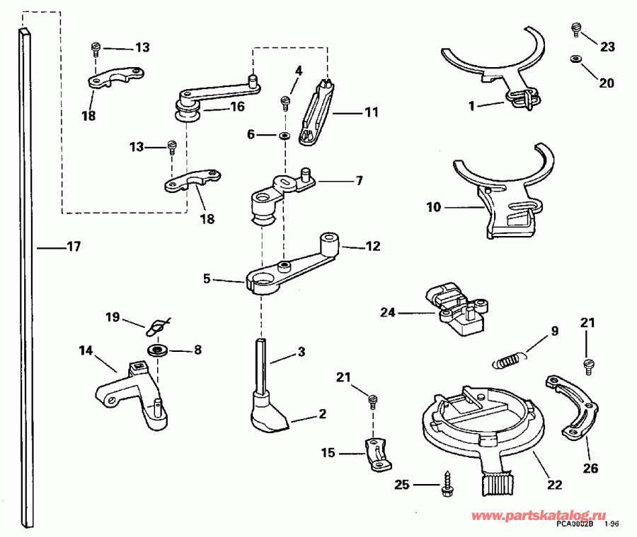 ����� Evinrude BE175GLEDB 1996  - rottle Linkage