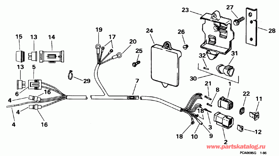 �������� ����� EVINRUDE BE20SEEDA 1996  - tor Cable Assembly - tor ������ Assembly