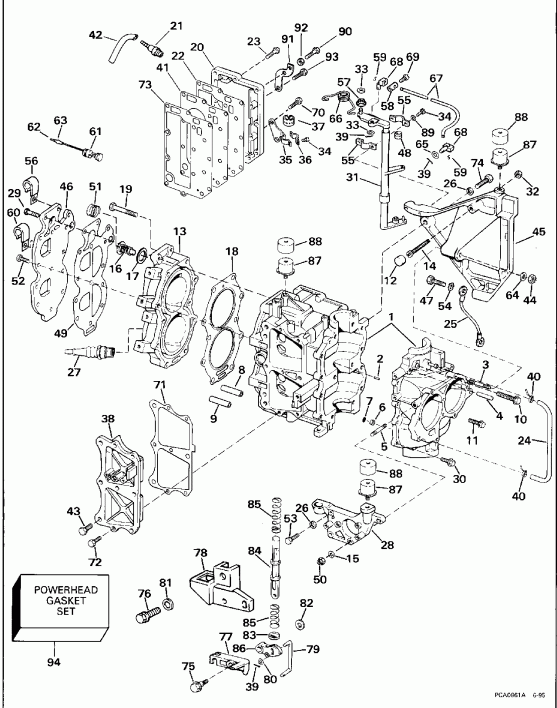 ��������� ����� Evinrude BE20SREDA 1996  - linder & ������ ��������� / linder & Crankcase