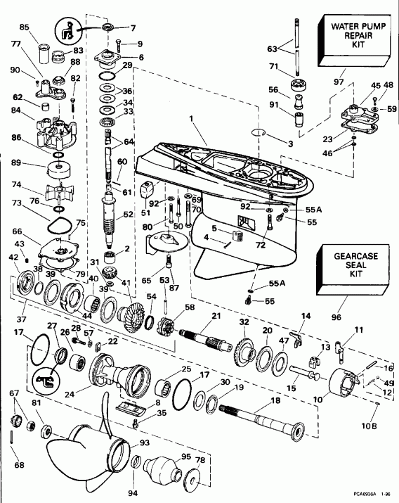 ��������� �������� ����� Evinrude BE225PXEDE 1996  - Counter-rotation / Counter-rotation