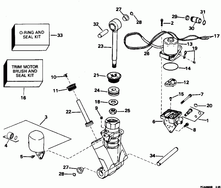 ��������� ����� Evinrude BE225SLEDE 1996  - wer Trim/tilt Hydraulic Assembly - wer Trim / tilt Hydraulic Assembly
