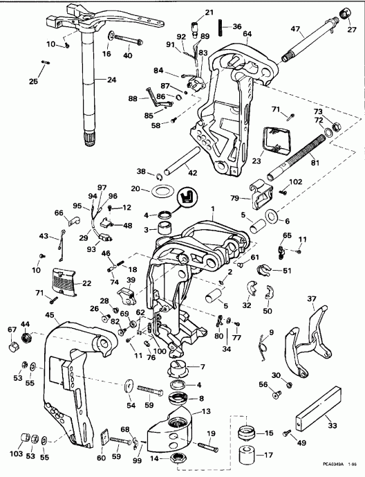 ��������� ��������� Evinrude BE225TXEDE 1996  - dsection - dsection