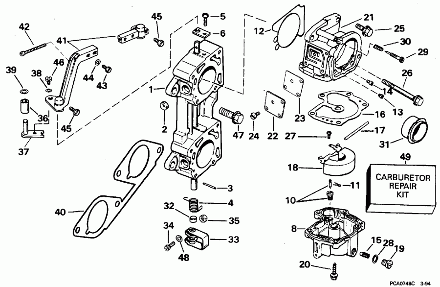 ��������� ��������� Evinrude BE250CXEDA 1996  - rburetor / rburetor