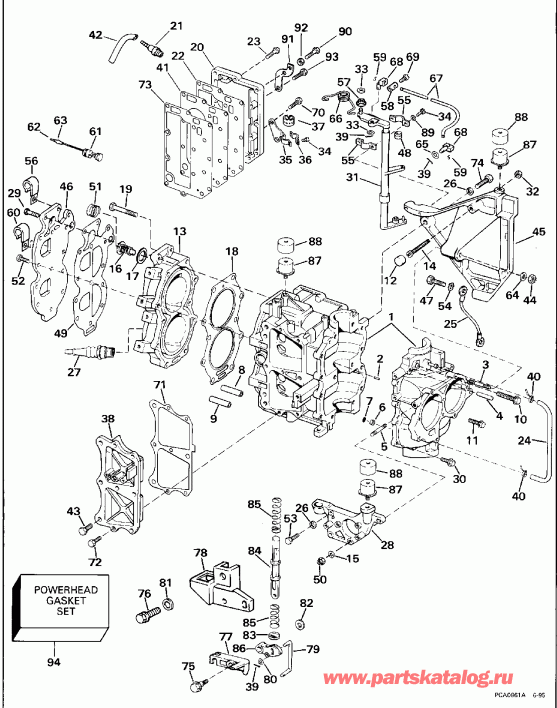 �������� ����� Evinrude BE25BAEDR 1996  - linder & ������ ��������� / linder & Crankcase