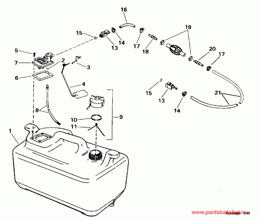  Evinrude BE25BREDC 1996  - 6 Gallon P/n 175303 / 6 ������ P / n 175303