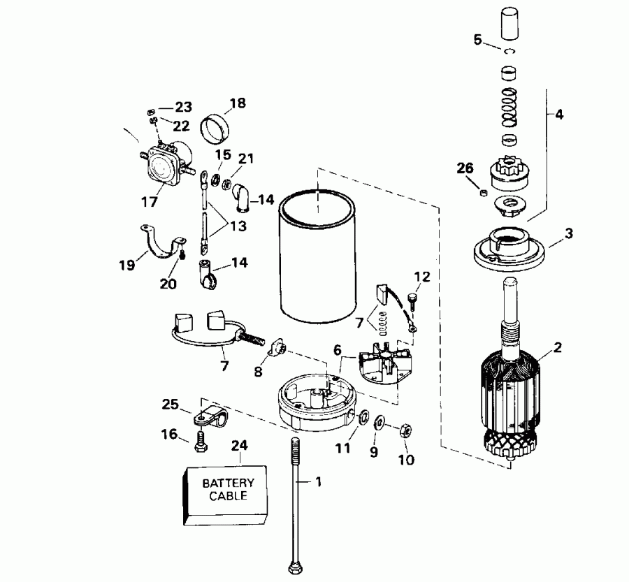 ����� EVINRUDE BE25EEDM 1996  - ectric ������� & Solenoid / ectric Starter & Solenoid