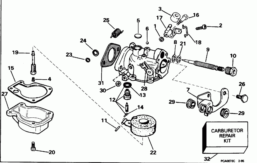 ��������� �������� ����� Evinrude BE4RDHEDS 1996  - rburetor - rburetor