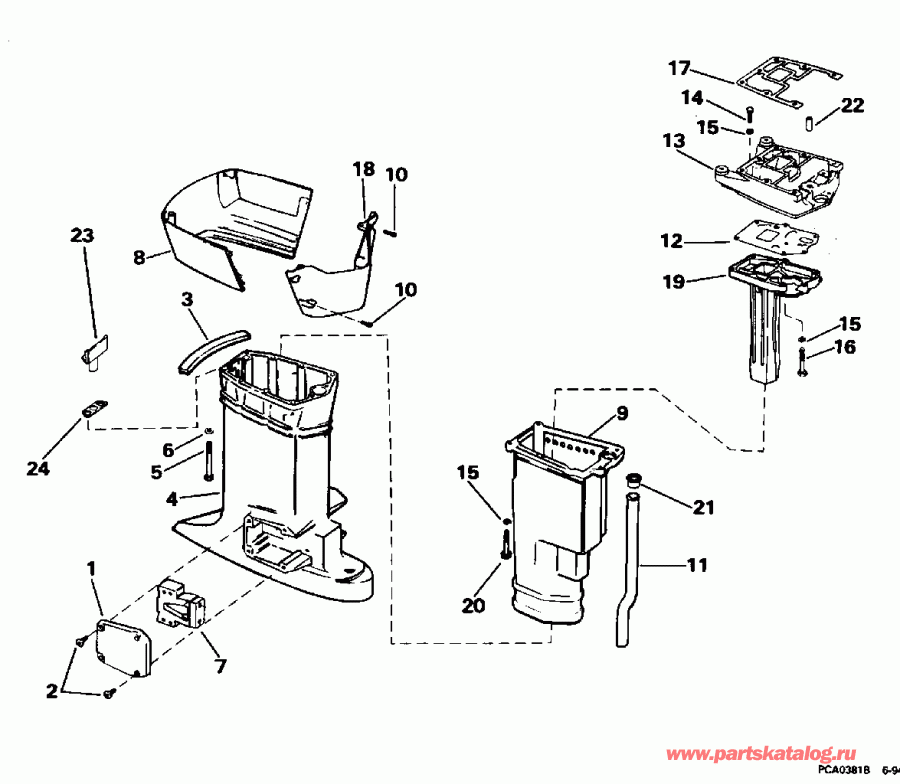 ��������� ��������� Evinrude BE70ELEDA 1996  - haust Housing / haust ������