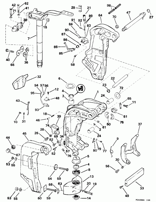 ��������� �������� ����� EVINRUDE BE70ELEDA 1996  - Power Trim & Tilt / ���������������� ��������� �������