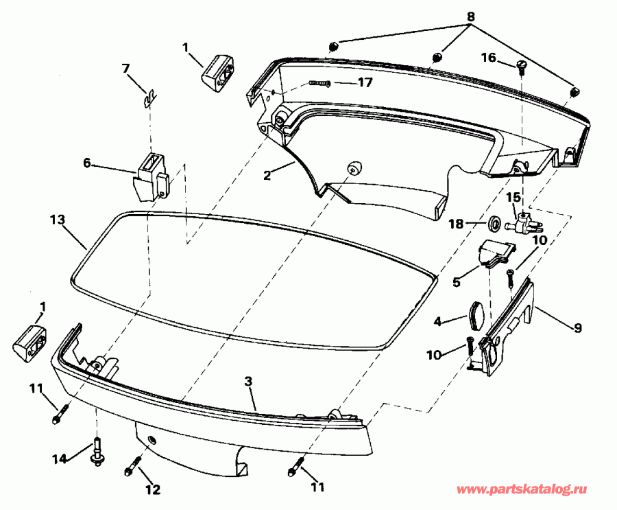 �������� ��������� ����� Evinrude BE8SRLEDS 1996  - wer ������ ��������� (�����) - wer Engine Cover