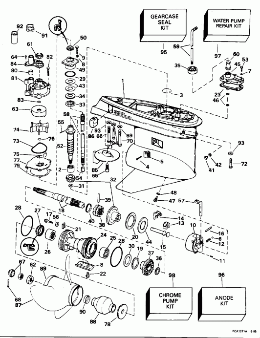 ��������� �������� ����� Evinrude BE90ELEDR 1996  - 25 In. Models - 25 ���� Models