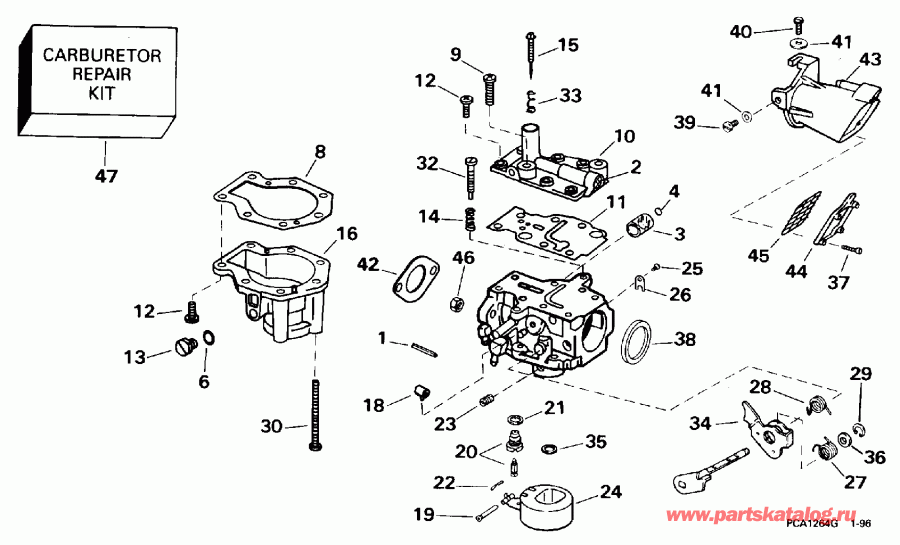 ��������� �������� ����� Evinrude E10FRELEDR 1996  - 9.9 H.p. / 9.9 H.p.