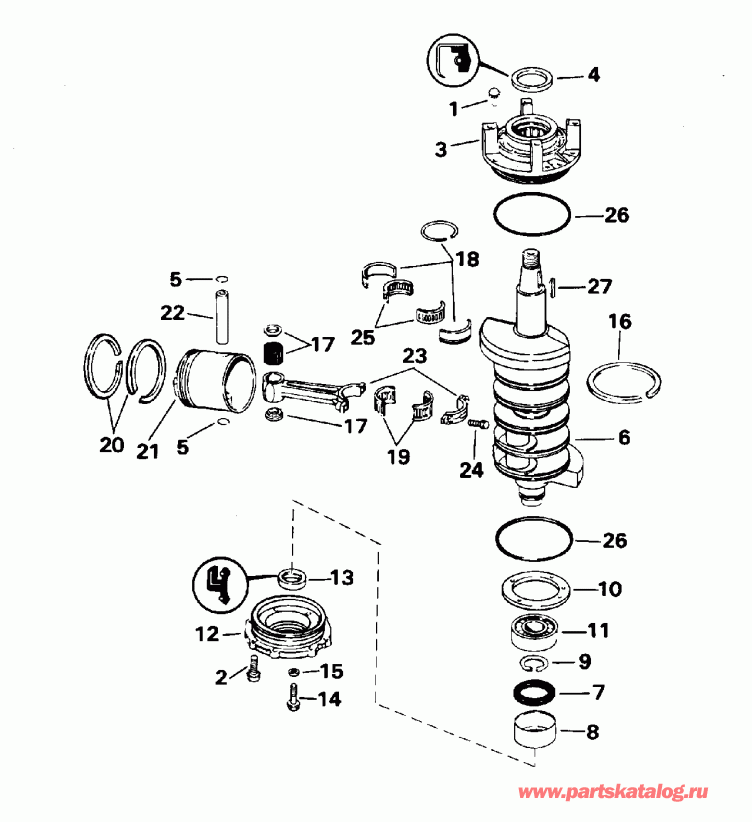 ��������� EVINRUDE E112TSXEDR 1996  - ank��� & ������� - ankshaft & Piston