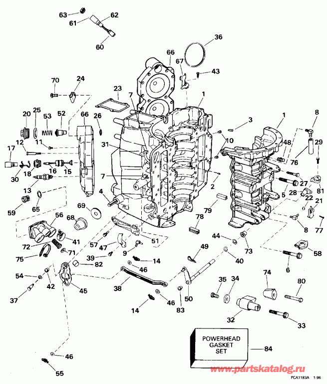  EVINRUDE E115SXEDR 1996  - linder & Crankcase