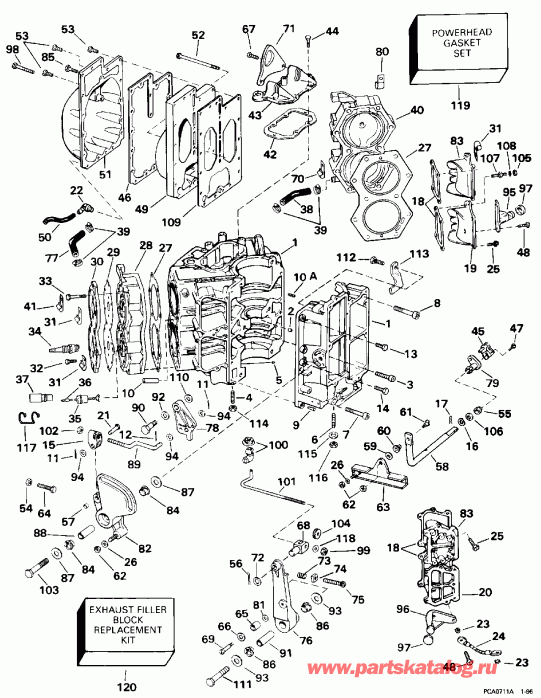 ��������� ������� E115TXADA 1996  - linder & Crankcase / linder & ������ ���������
