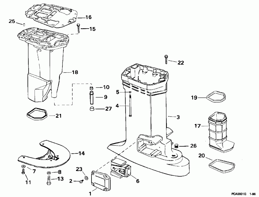 ����� EVINRUDE E150ELEDB 1996  - haust Housing