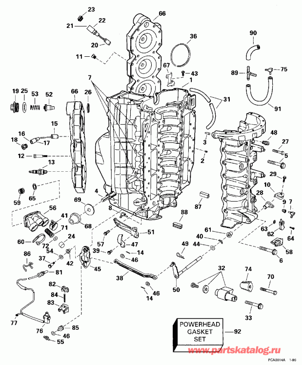 ��������� EVINRUDE E175GLEDB 1996  - linder & ������ ��������� - linder & Crankcase