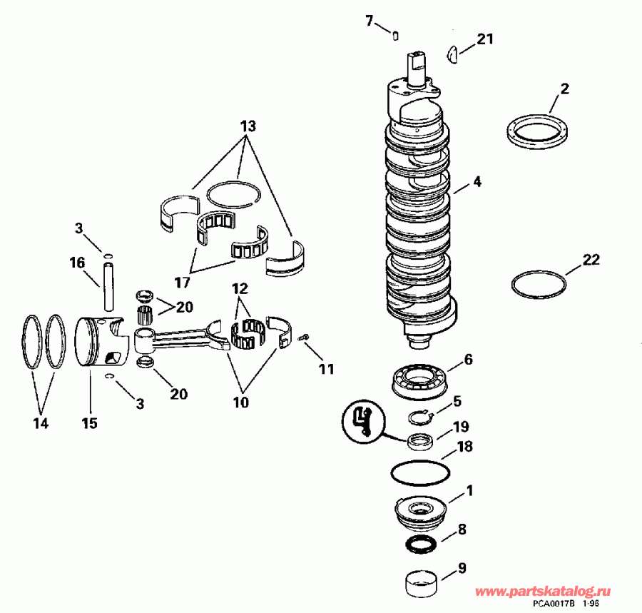 �������� ����� Evinrude E175SLEDB 1996  - ankshaft & Pistons