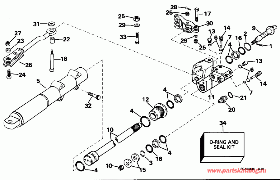 ��������� ����� Evinrude E200CXEDR 1996  - linder & Valve Assembly - linder & ������ Assembly
