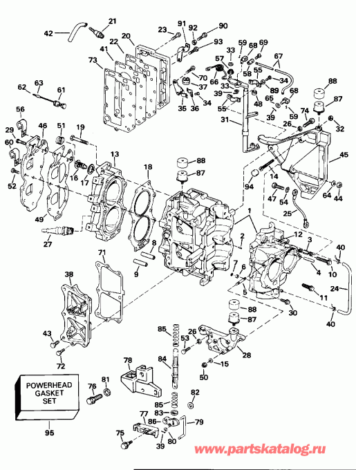 ��������� ����� Evinrude E20CRLEDA 1996  - linder & Crankcase
