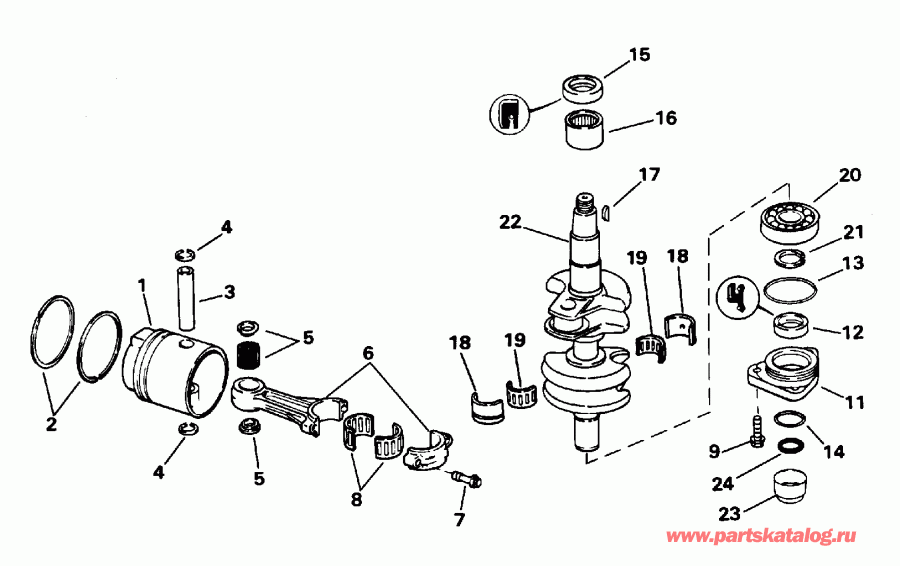 ��������� ������� E25EEDM 1996  - ankshaft & Piston - ank��� & �������