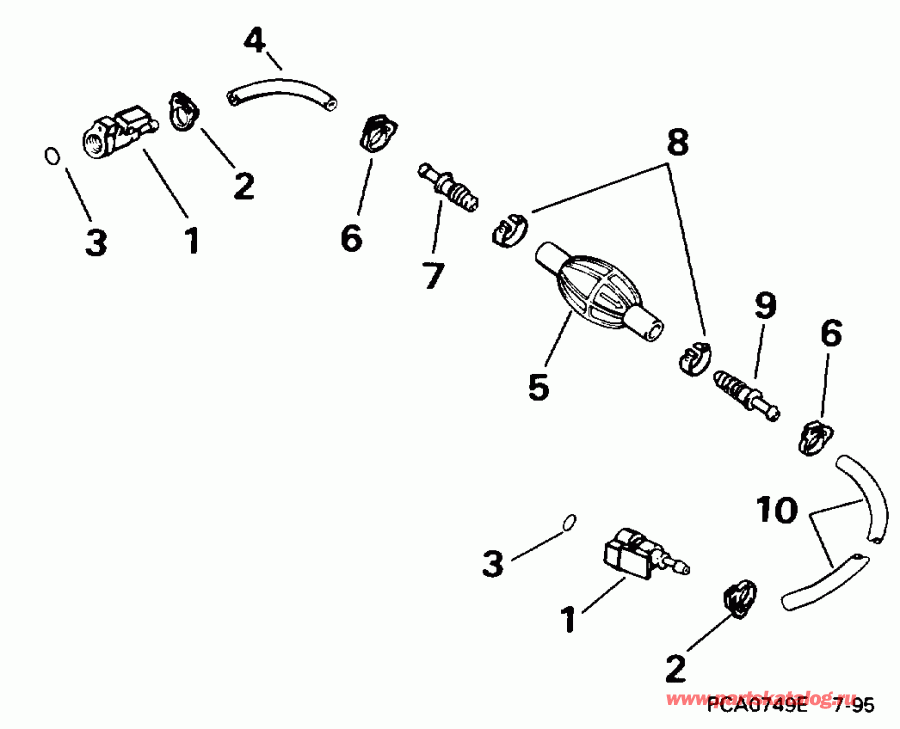 �������� ��������� ����� Evinrude E25EEDM 1996  - el Hose Primer Bulb 5/16 In. I.d.