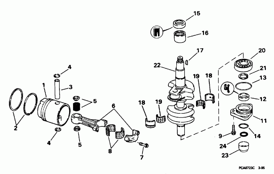 �������� ����� ������� E25JREDC 1996  - ankshaft & Piston / ank��� & �������