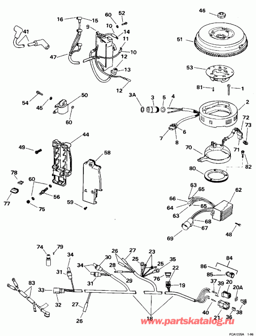 �������� ����� Evinrude E25QLEDC 1996  - Remote / Remote