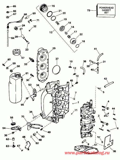 ��������� �������� ����� EVINRUDE E25RMEDC 1996  - linder & Crankcase - linder & ������ ���������