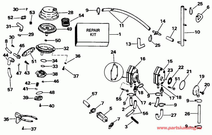 ��������� ����� Evinrude E25RMLEDC 1996  - el System