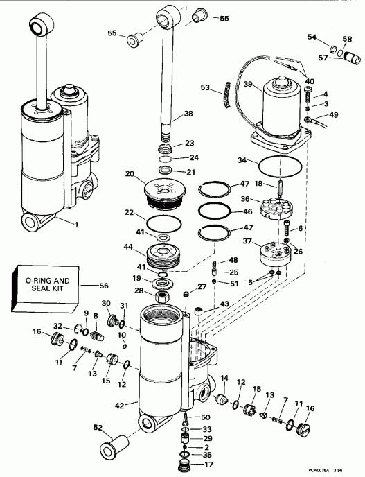 �������� ��������� ����� EVINRUDE E25RMLEDC 1996  - wer Trim / tilt