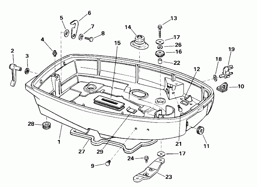 ��������� ��������� EVINRUDE E25RWEDC 1996  - wer Engine Cover - wer ������ ��������� (�����)
