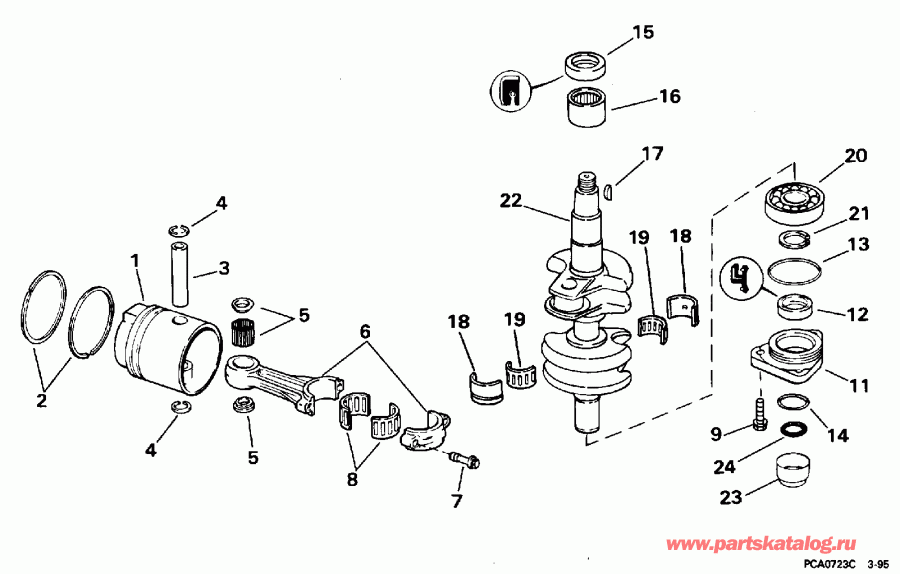 ��������� ����� ������� E25RWLEDC 1996  - ankshaft & Piston / ank��� & �������