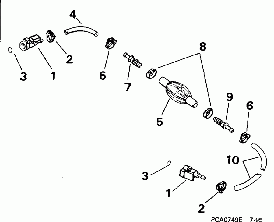 ��������� ��������� EVINRUDE E25TELEDA 1996  - el ����� ��������� ����� 5 / 16 ���� I.d.