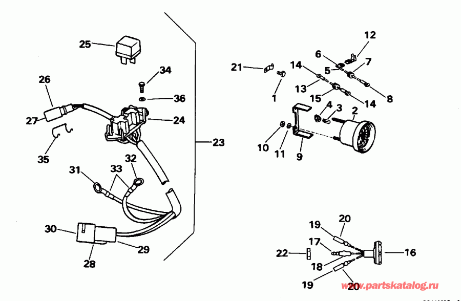 ��������� ����� EVINRUDE E25TKLEDC 1996  - wer Trim / tilt ���������