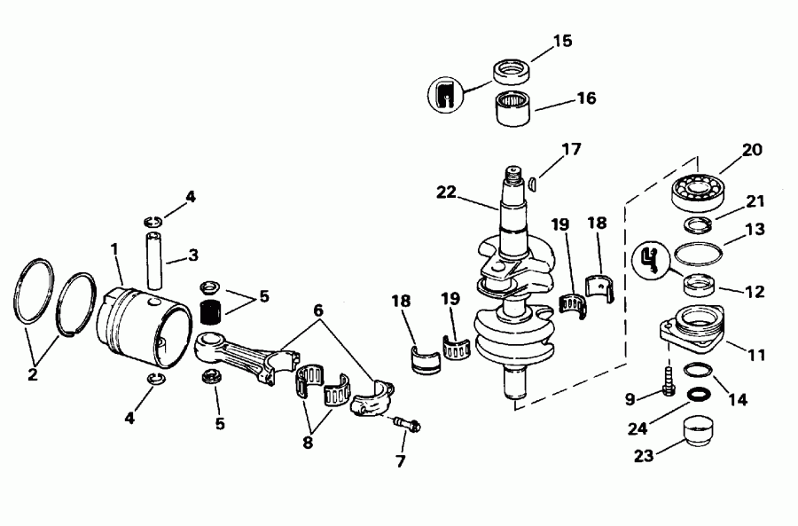 ����� ������� E28ESLEDR 1996  - ankshaft & Piston - ank��� & �������