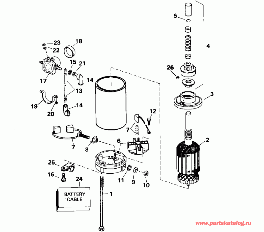 ��������� �������� ����� EVINRUDE E28ESLEDR 1996  - ectric ������� & Solenoid - ectric Starter & Solenoid