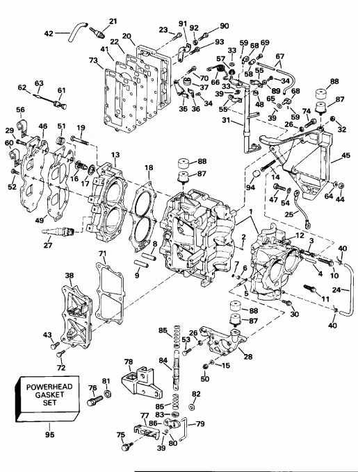 �������� ��������� ����� Evinrude E30REDE 1996  - linder & ������ ��������� - linder & Crankcase