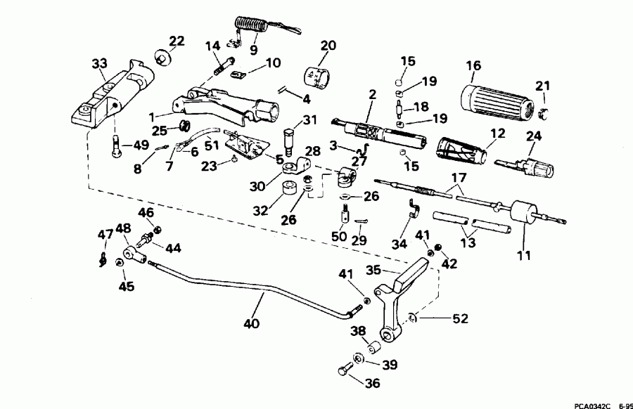 �������� ����� EVINRUDE E30TELEDE 1996  - eering & Shift Handle / ee������ & ������������� Handle