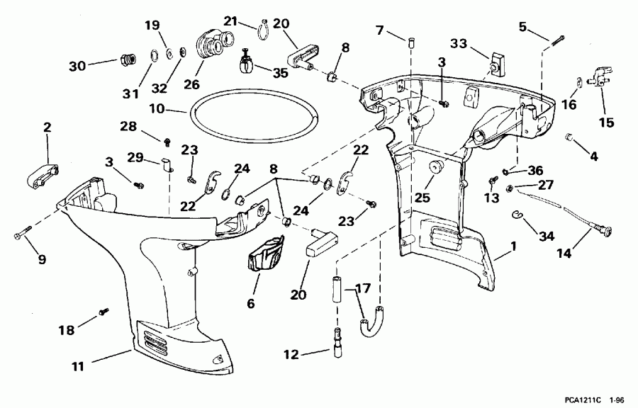 ��������� Evinrude E35KLEDC 1996  - wer Engine Cover / wer ������ ��������� (�����)