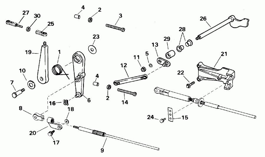 �������� ��������� ����� EVINRUDE E35QLEDC 1996  - rottle ��������� �������� - rottle Linkage